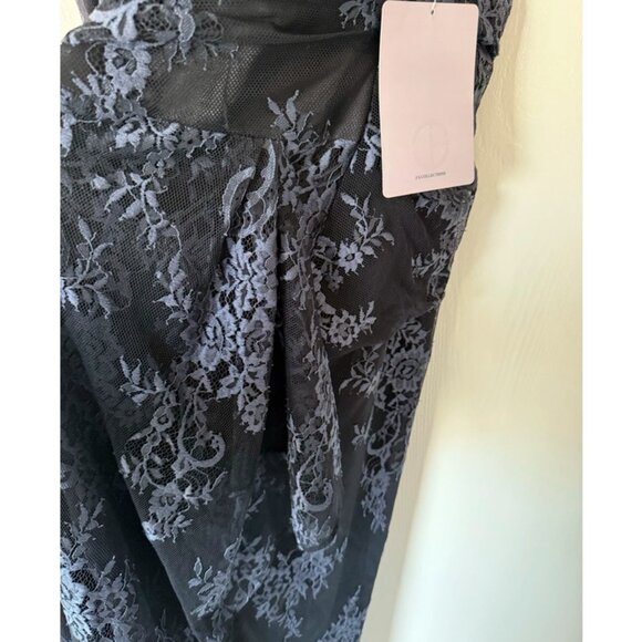 JS Collections Lace Overlay Cocktail Dress Black/Navy Size 16W NWT $288 - Picture 6 of 7